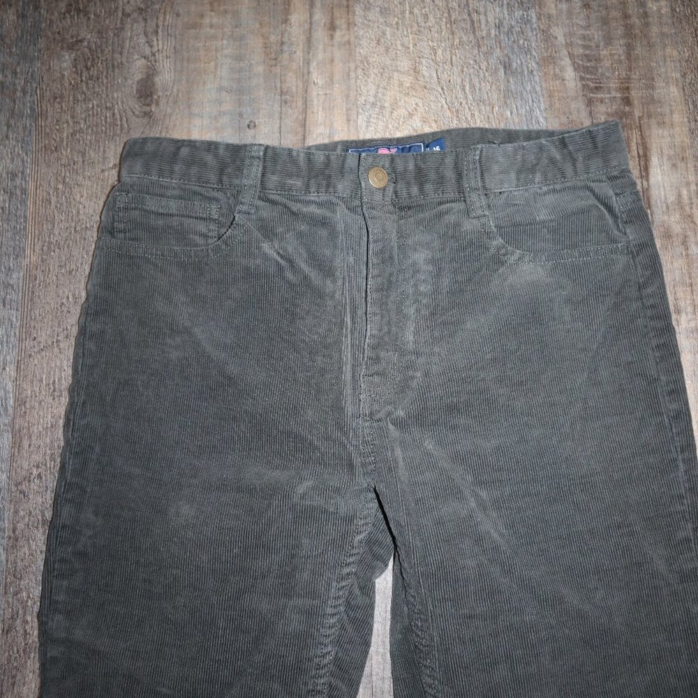 Vineyard Vines Boys Pants,  Size 16, Corduroy, Dark Green/Grey